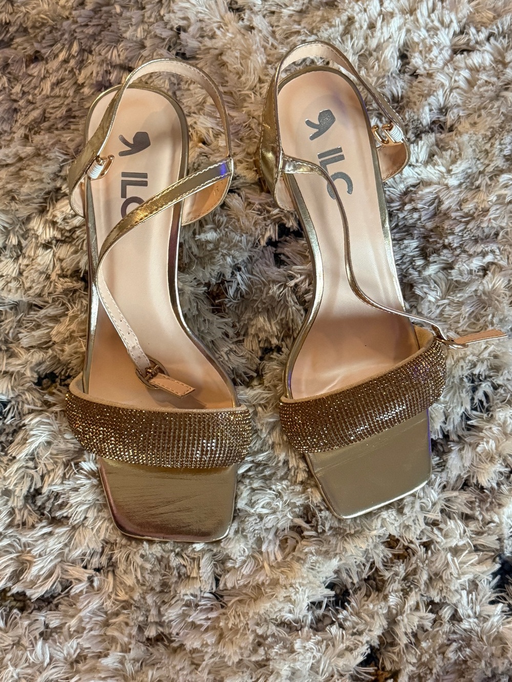 Gold Rhinestone Women's Dress Sandals